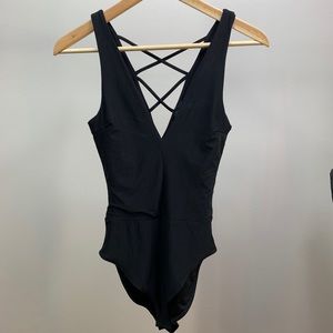 aqua // deep v-neck body suit